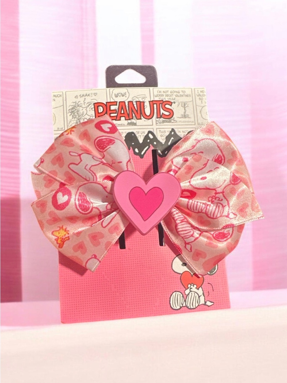 Peanuts Kids Pink Heart Bow Hair Clip
808